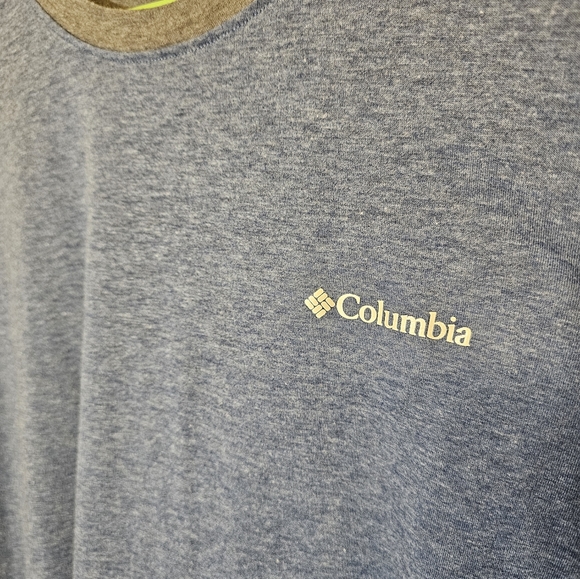 Columbia two-tone blue grey omni-wick tee shirt men's large - Picture 3 of 11